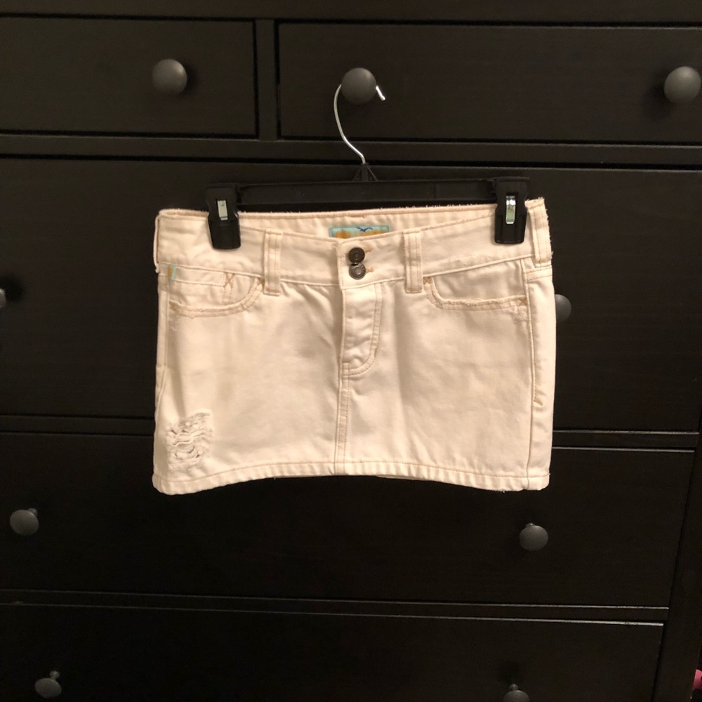 Hollister white button up jean skirt